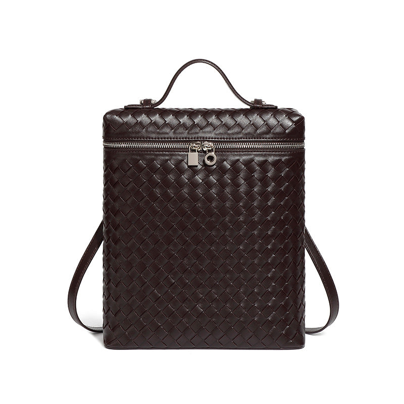 工厂定制时尚手工编织包潮流大容量通勤百搭双肩包旅行男女士背包