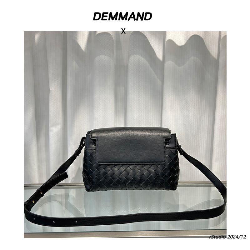 热销新款跨境手工编织金属蝴蝶扣包菱格时尚单肩托特包百搭斜跨包