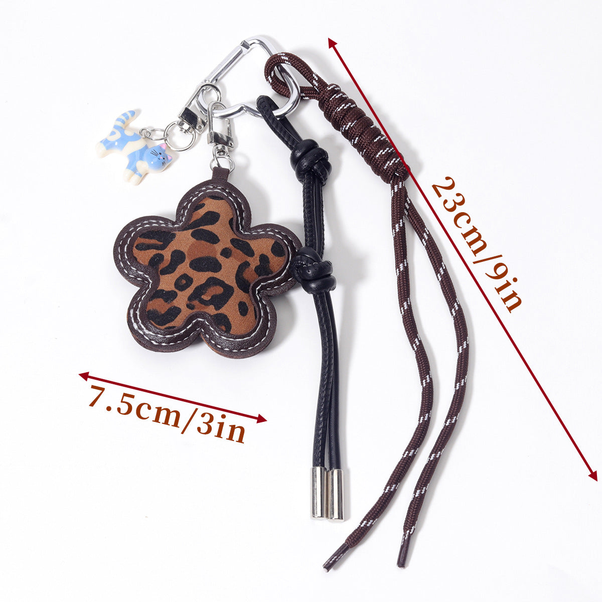 量大价优跨境直供磨砂豹纹小花皮革包挂件包包挂吊饰钥匙扣定制