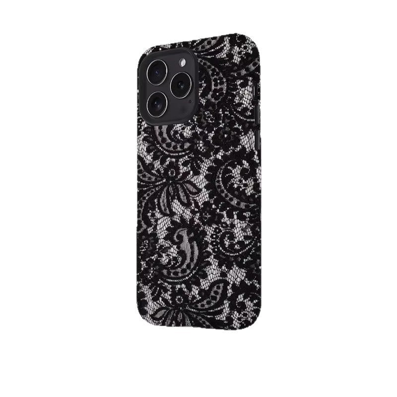 跨境防指纹蕾丝花适用苹果17Promax手机壳iPhone16磁吸15菲林壳14