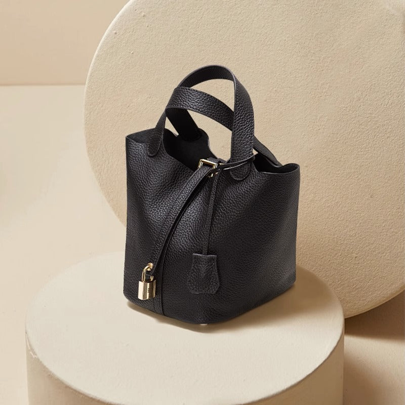 软糯头层togo牛皮真皮菜篮子女包小水桶包手提包大容量手拎包代发