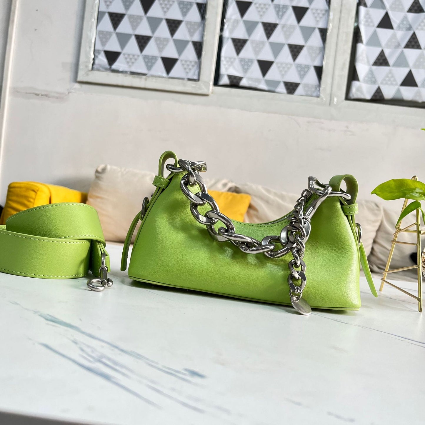 包包真皮女包法棍包腋下2022新款单肩小众设计高级感链条包青蛙