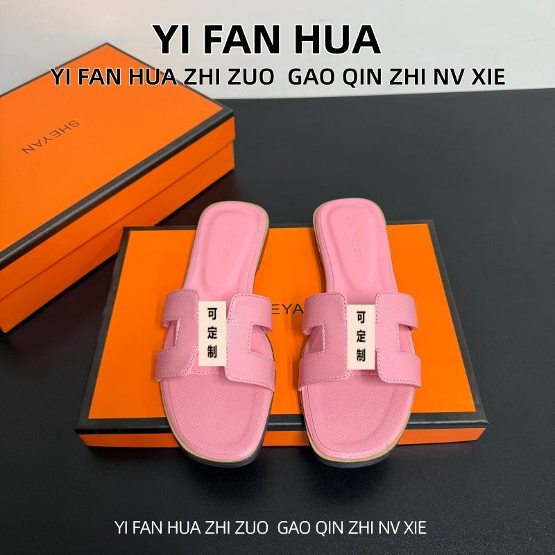 手掌纹外贸现货批发升级版平底拖鞋经典款一字拖休闲沙滩时尚拖鞋