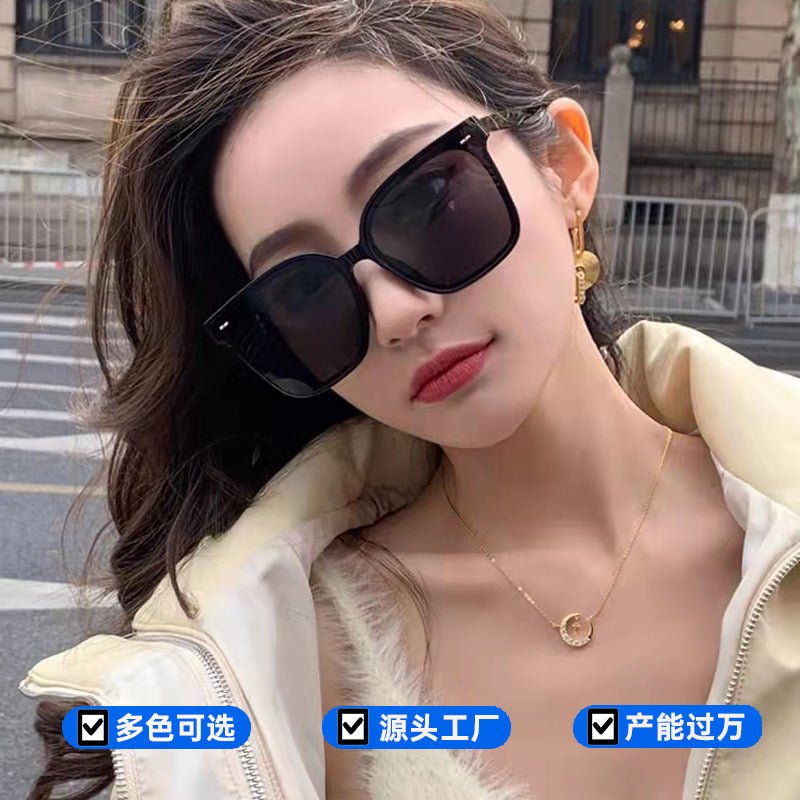 时尚韩版gm墨镜小红书女网红出街遮光显脸小方框太阳眼镜防紫外线