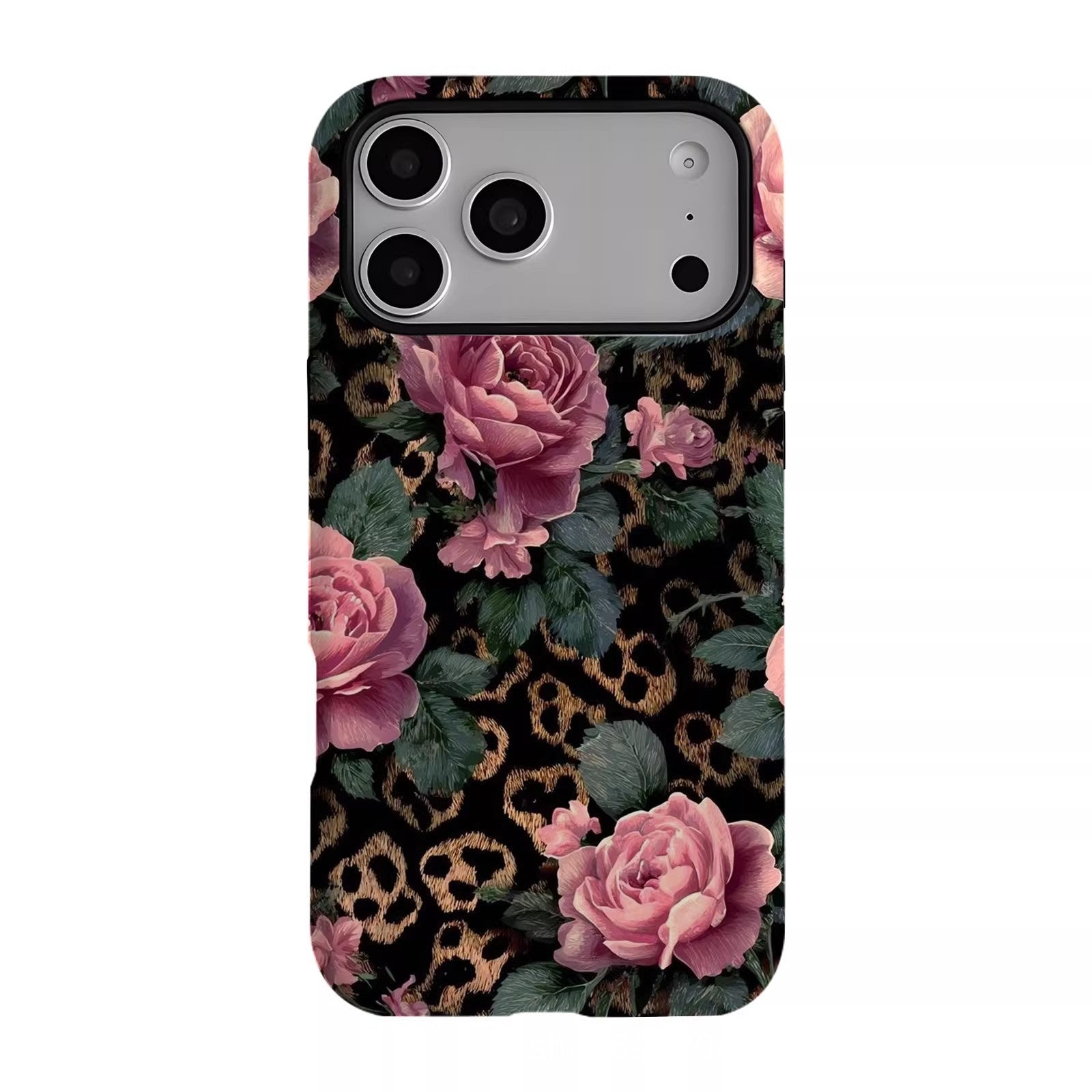 ins风豹纹玫瑰适用苹果17Promax手机壳爆款iPhone16磁吸15菲林壳