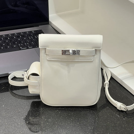 黑色凯莉双肩包包女式2024新款轻奢小众高级感旅游通勤背包秋冬季