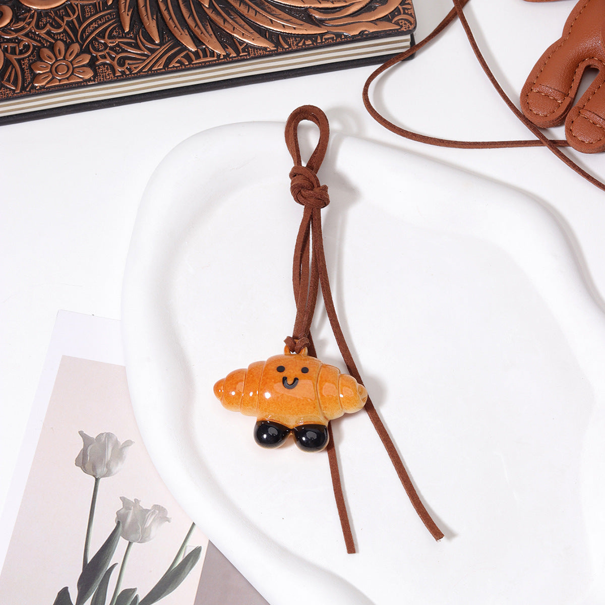 手工DIY碱水面包钥匙扣秋冬美拉德系可爱面包挂件学生情侣书包装