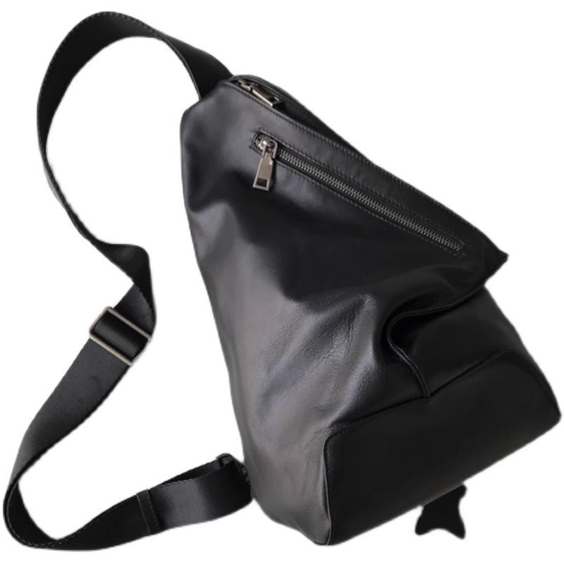 外贸亚马逊头层牛皮男女胸包通勤百搭斜挎包休闲真皮包一件代发