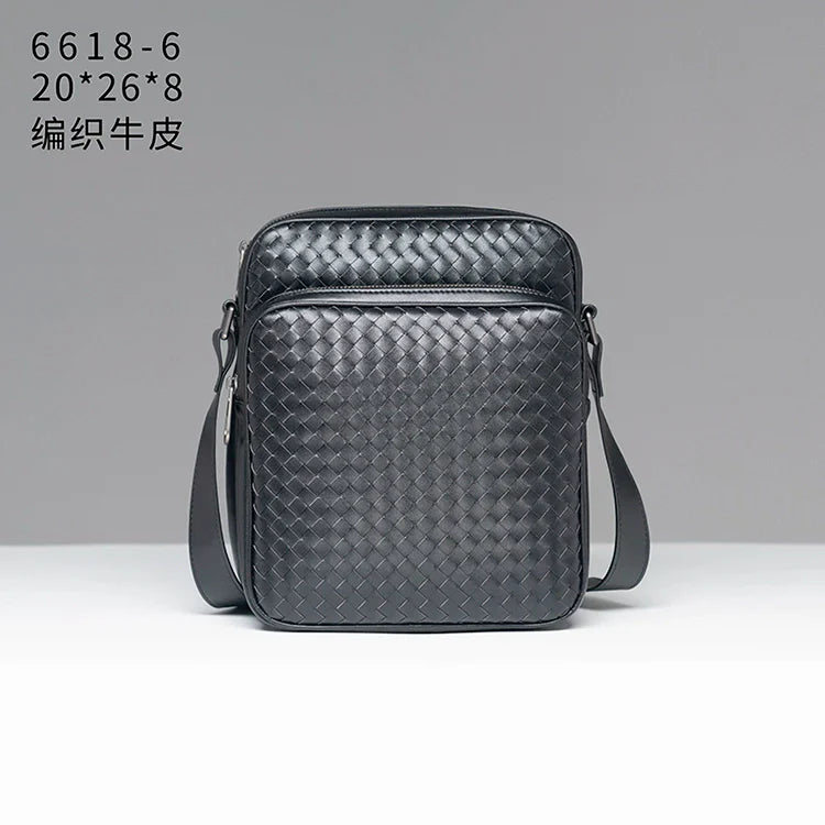 X&BV男包单肩包真皮休闲商务编织潮男时尚小背包迷你斜挎包男竖款
