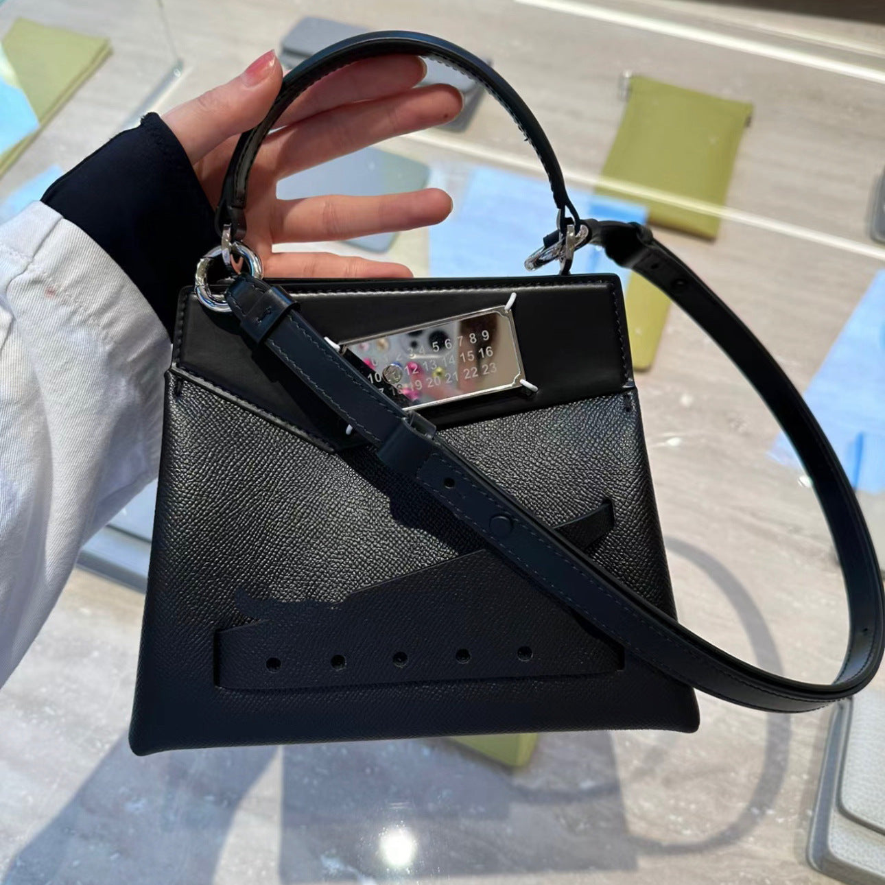 轻奢时尚韩版小众设计手提包mm6折纸包百搭单肩斜挎小包无痕代发