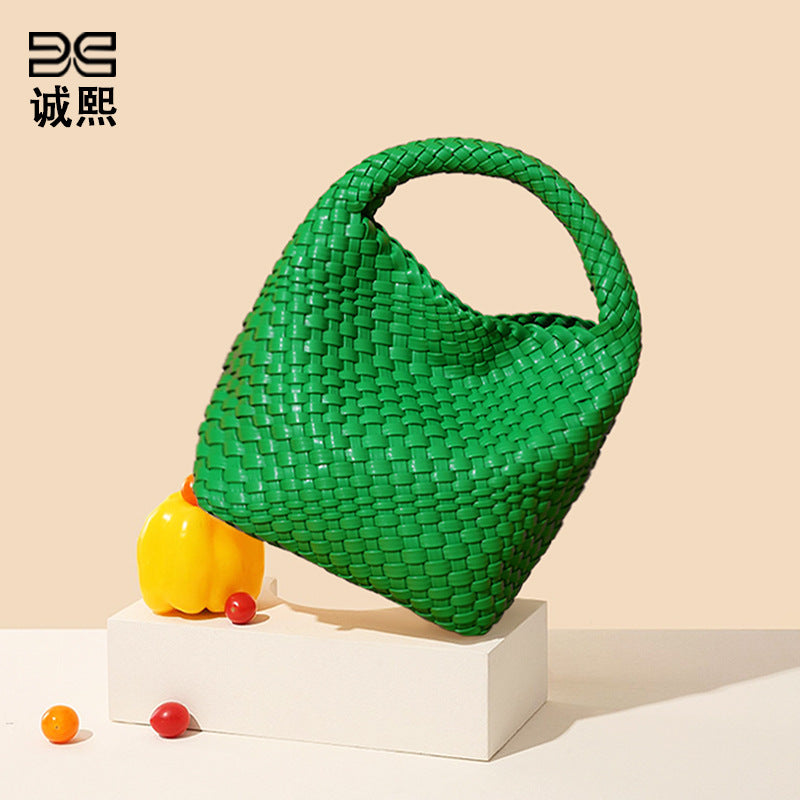 女包工厂2025新品手工编织包包女单肩斜挎腋下手提时尚子母托特包