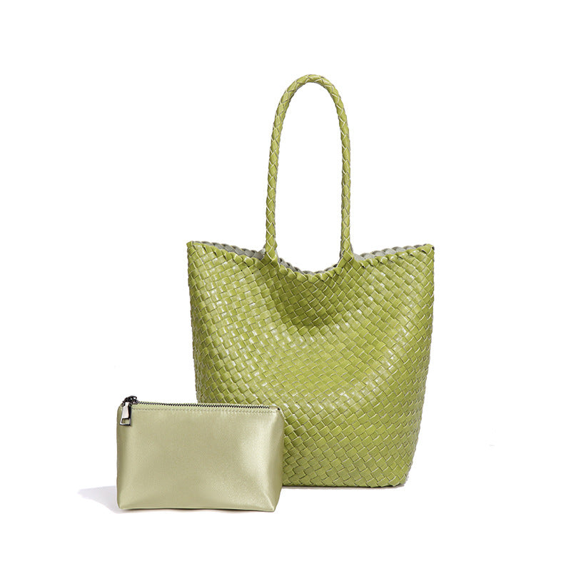 韩版潮流大容量单肩腋下包手工编织女包大容量休闲子母手提托特包