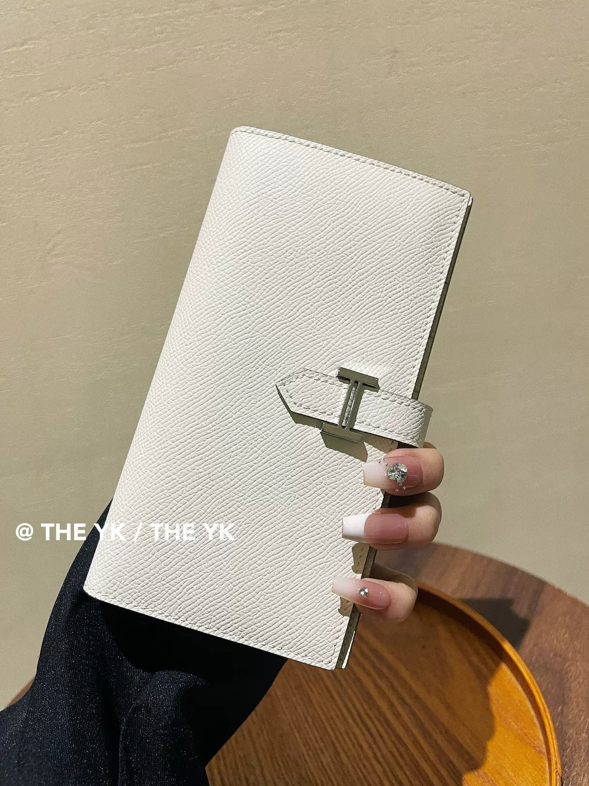 H扣抽带长款钱包男女通用ep牛皮两折钱包长夹高级感零钱包证件包