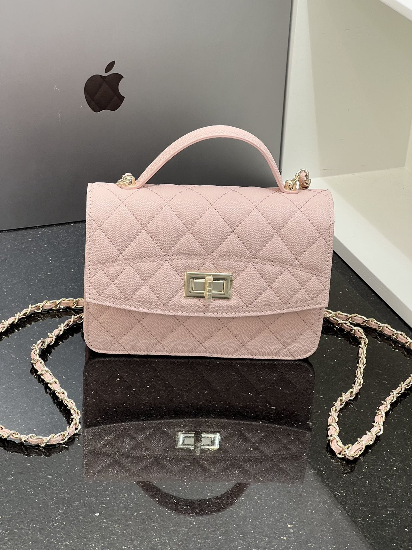 2025C新款真皮小香风鱼子酱菱格双肩背包时尚百搭三用单肩斜挎包