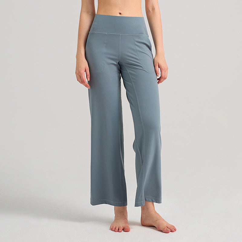 INFLACHI阔腿运动裤女直筒宽松高腰休闲裤裸感透气瑜伽健身裤28"