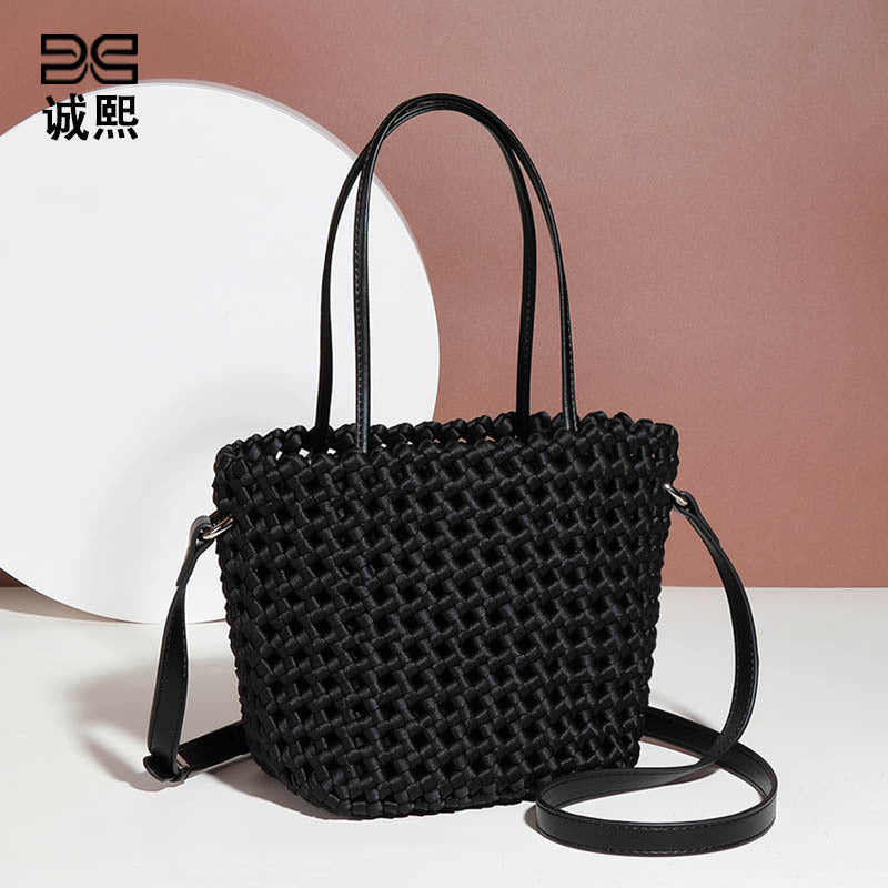 工厂批发菜篮子水桶包风车结手工编织包简约大容量子母单肩斜挎包