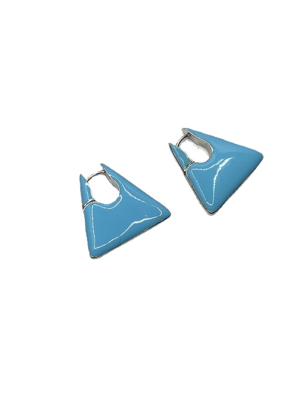 BV22新款珐琅三角耳环女高级感气质欧美风重工绿色几何形耳扣