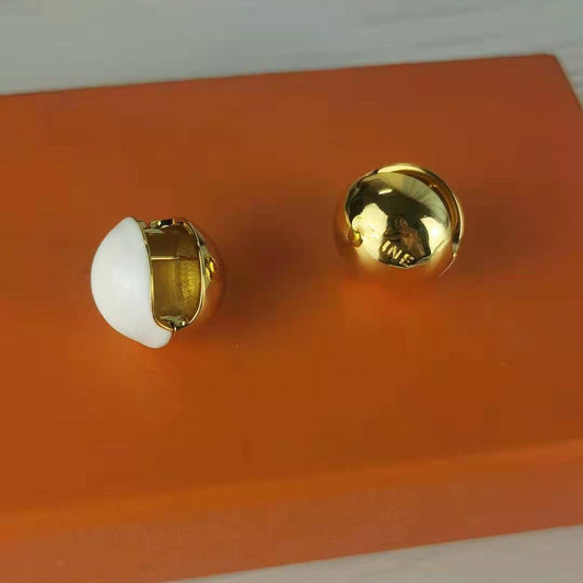 赛家2021新款耳环圆圈球形光身镀金高级感极简风气质珐琅圆球耳扣