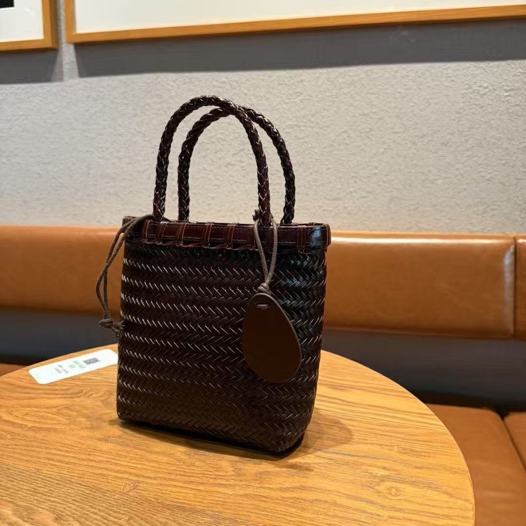 包包女2025新款真皮菜篮子上班杂物手提小拎包编织单肩斜挎编藤包