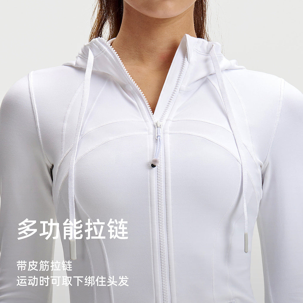 lulu连帽瑜伽服女修身显瘦拉链上衣速干健身服长袖户外运动外套