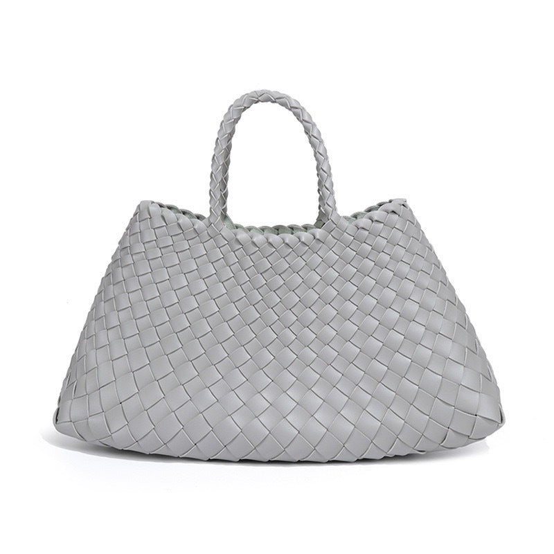 高级感纯色大容量子母手提包纯手工编织女包复古潮流菜篮子托特包