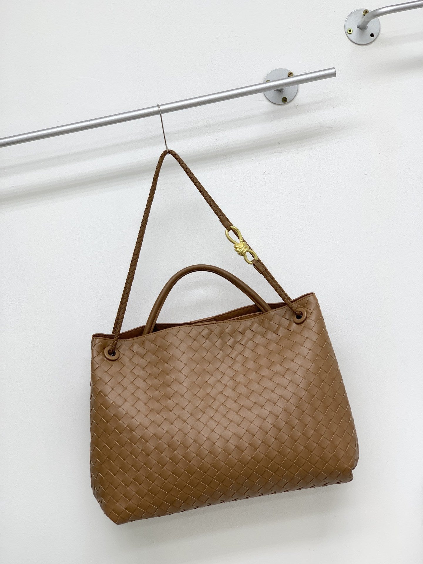 真皮编织包金属绳扣手提包牛皮单肩斜挎包大容量时尚托特包秋冬新