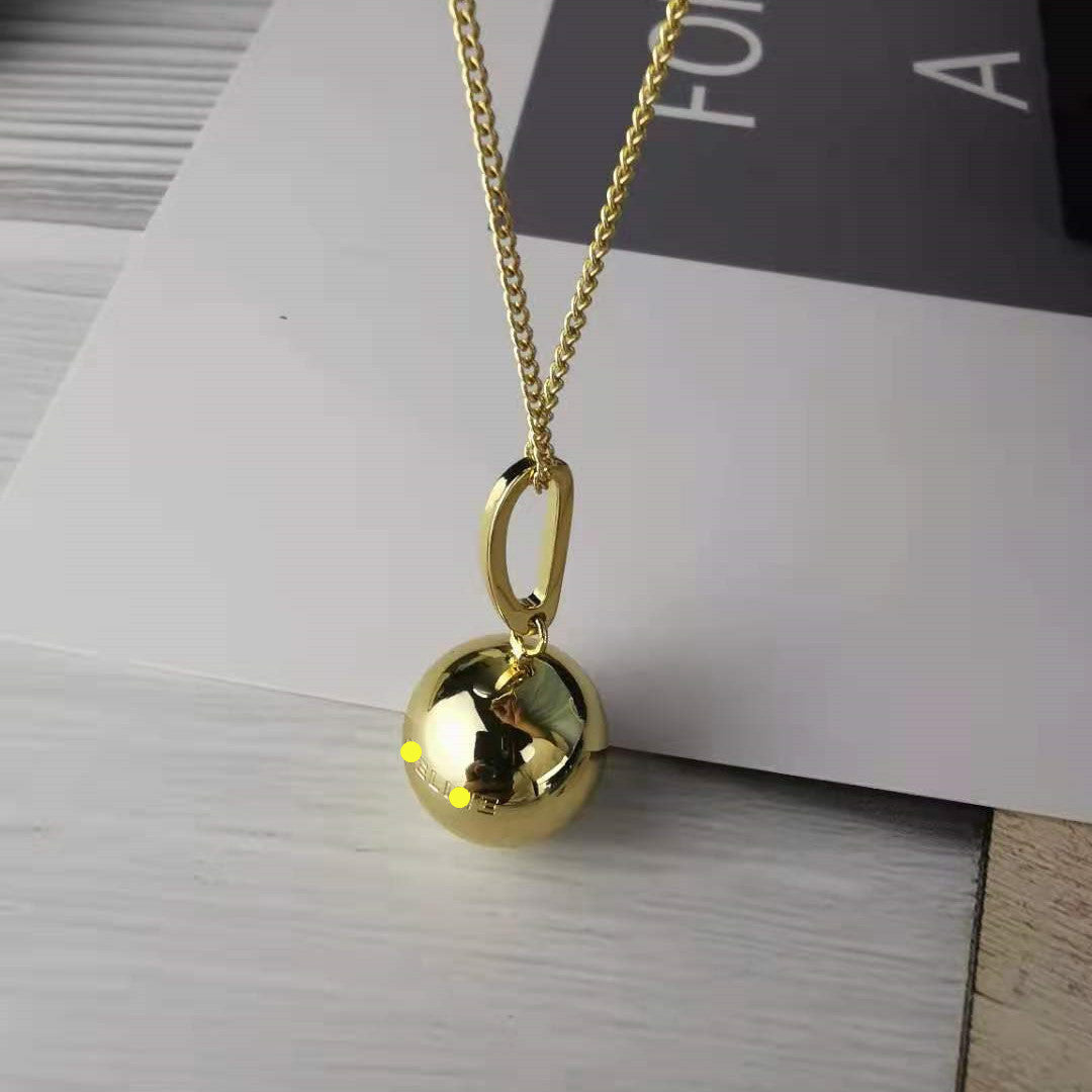 赛家新款圆球耳环项链球形金球高级感时尚法式锁骨链圆形耳饰