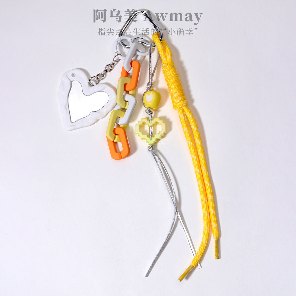 企业文化礼品磨砂亚克力链条镜子挂件苹果串珠桃心亚克力包包挂件