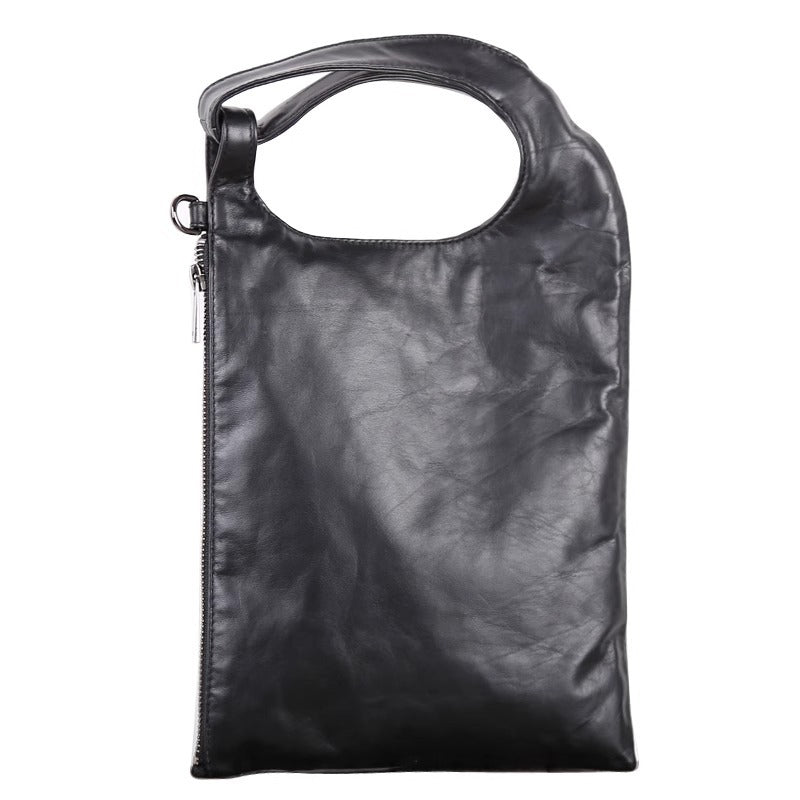 手工植鞣头层牛皮单肩斜跨手提包休闲真皮包袋男女情侣款无痕代发