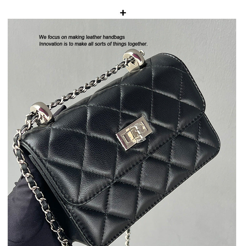 工厂直销小香风包包女2025新款小挎包迷你小香风菱格链条包银色包