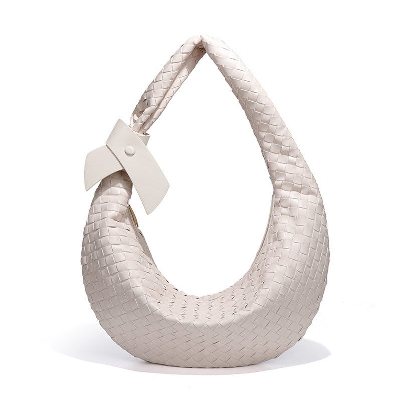 韩版新品大容量单肩斜挎女包时尚手工编织包包复古休闲潮流饺子包