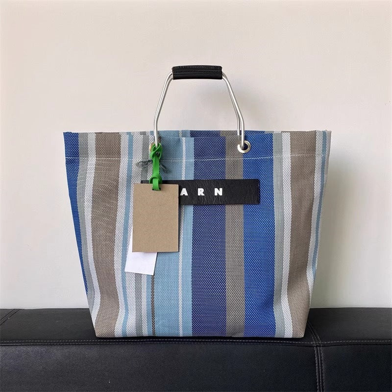 出口日韩MAR编织款铝制手提男女大容量休闲购物袋手提tote 托特包