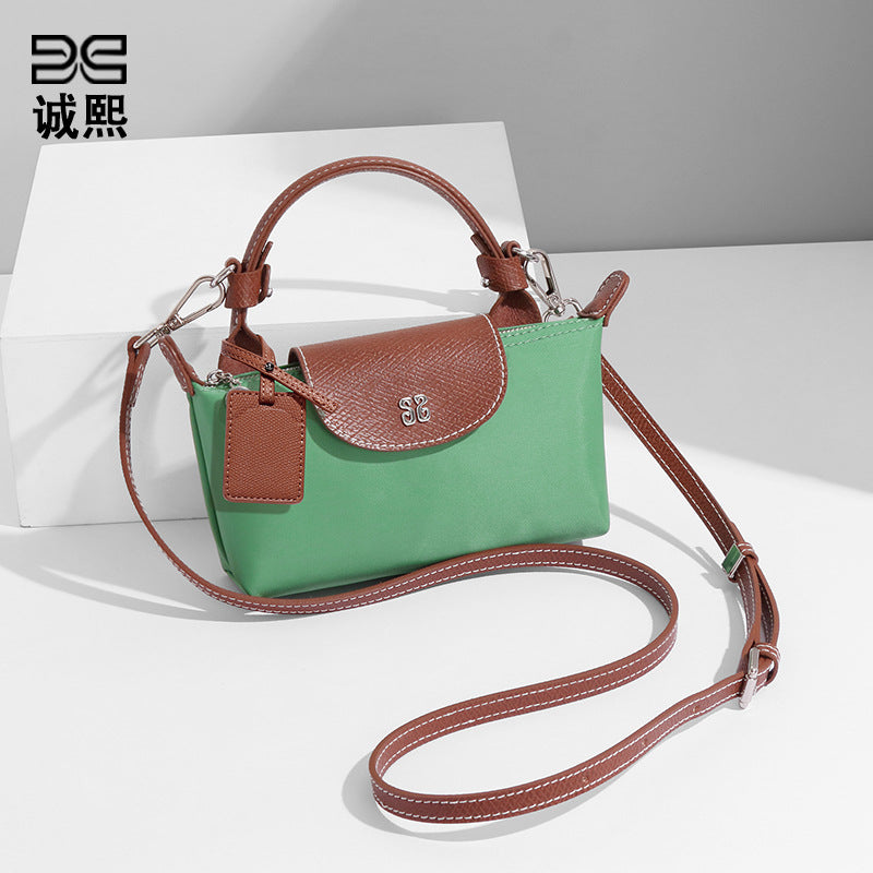 设计感女包百搭斜挎包小众迷你可爱饺子包时尚潮流拼色手提单肩包