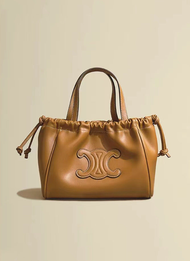 2023新款复古手提包凯旋门牛皮腋下托特包包女单肩斜挎包小众设计