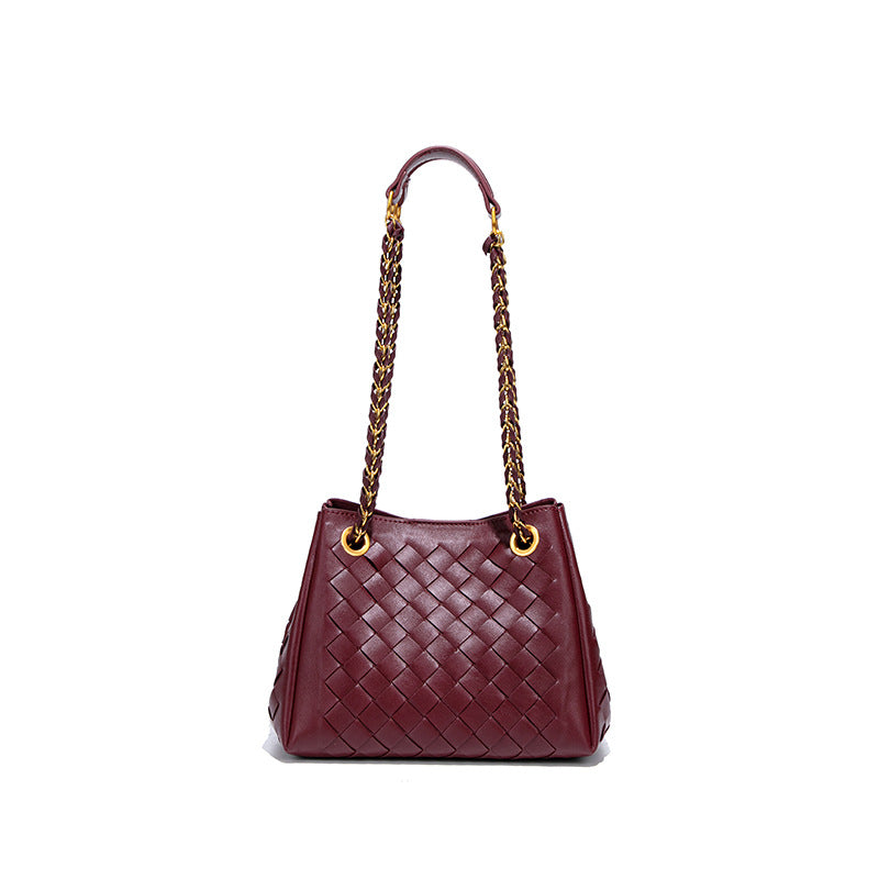 跨境新款降落伞编织女包链条高级感单肩斜跨腋下包子母手提水桶包