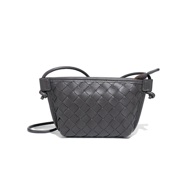 新款纯色百搭斜跨编织女包休闲创意零钱包小巧可爱mini复古饺子包