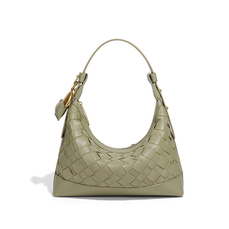 2025新款泡芙手工编织包包女大容量休闲手提饭盒包软皮单肩斜跨包