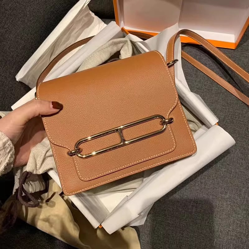 网红同款空姐豆腐包头层牛皮猪鼻子包小方包单肩斜挎女包直播代发