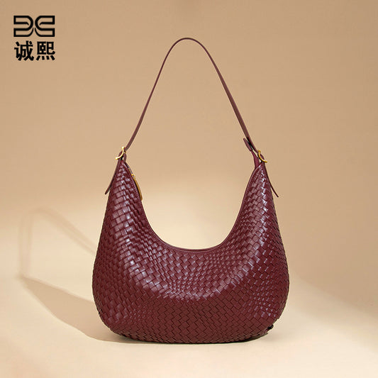 跨境批发女包高级感托特包编织包通勤百搭大容量单肩包小众腋下包