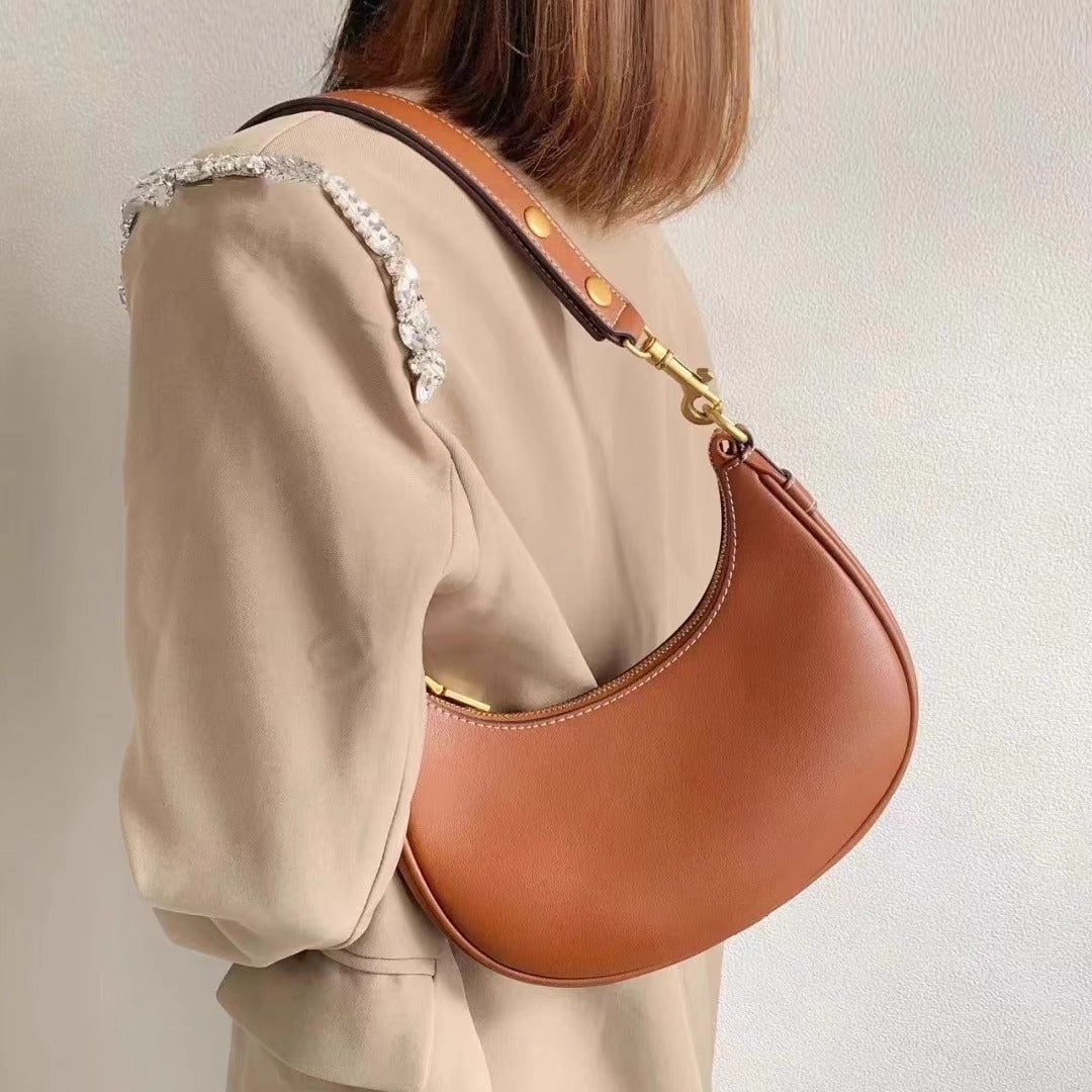 腋下包女真皮半月马鞍包手提包2024新款小众高级感牛皮单肩斜挎包