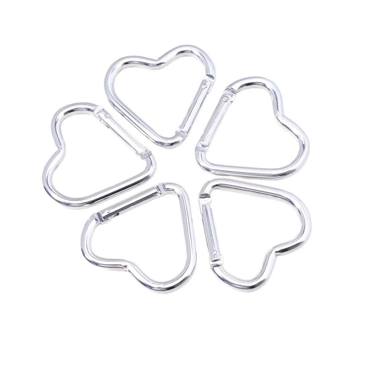 跨境代发贴标银色登山扣合金快挂扣心形钥匙扣背包扣爱心弹簧