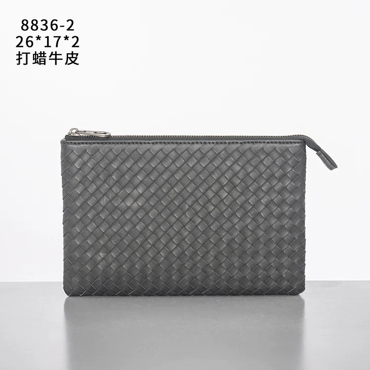 X&BV男士包包手拿包真皮休闲编织新款手包男大容量信封包时尚潮流