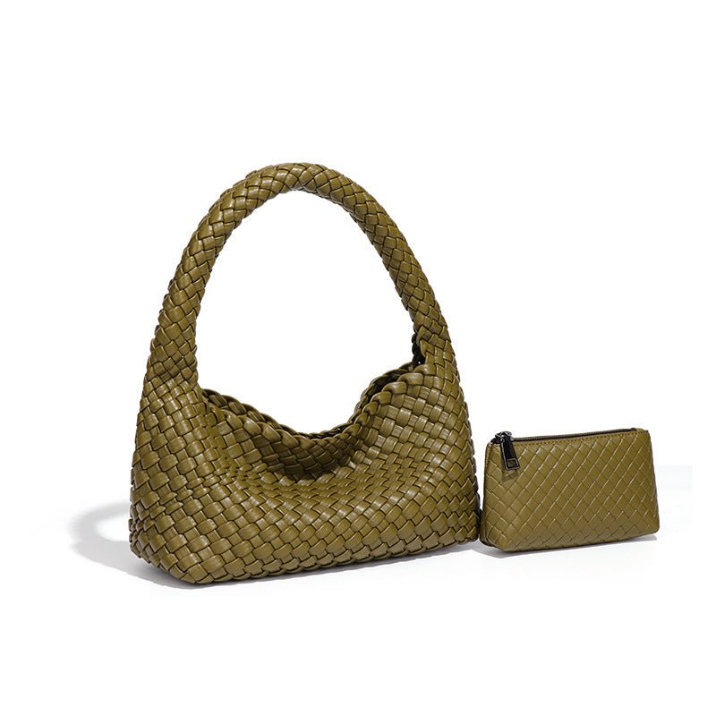 时尚小众2025新款手提包高级感大容量手工编织女包休闲单肩斜跨包