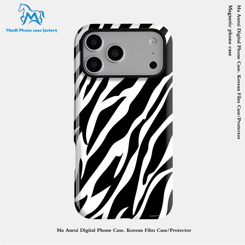 个性创意斑马纹菲林二合一适用苹果17pro手机壳iPhone16防摔套DIY