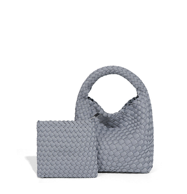 新款潮流复古子母包跨境手提单肩斜跨编织包包大容量菜篮子水桶包