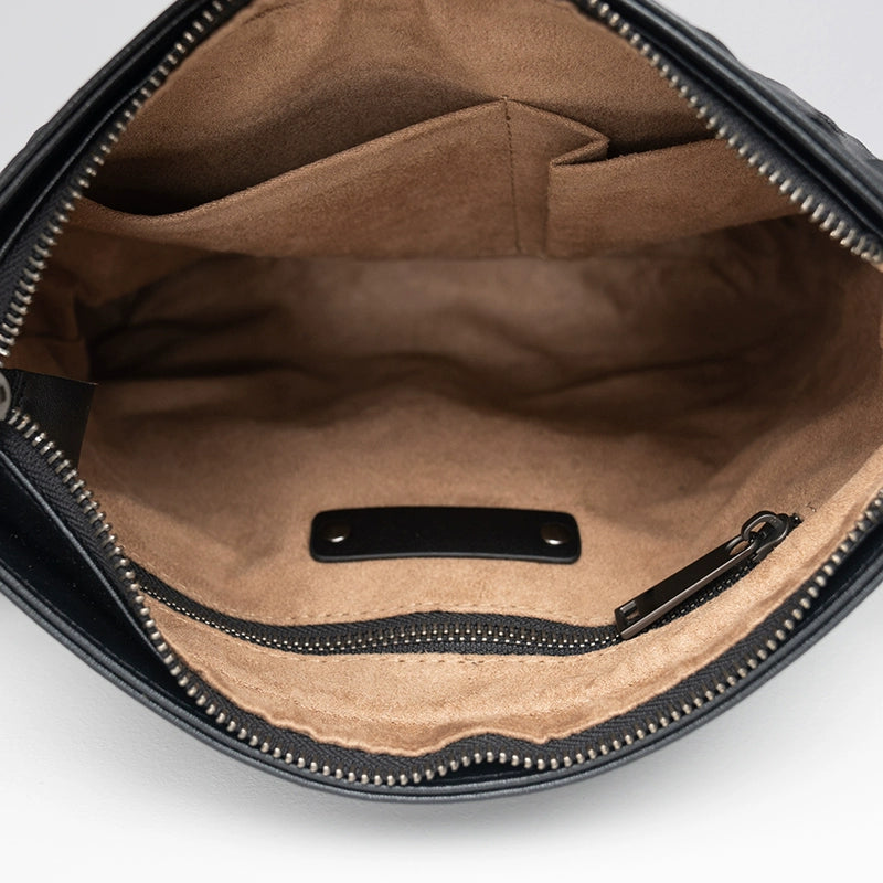 X&BV真皮男包单肩包休闲男士斜挎包包商务竖款编织时尚潮男小背包