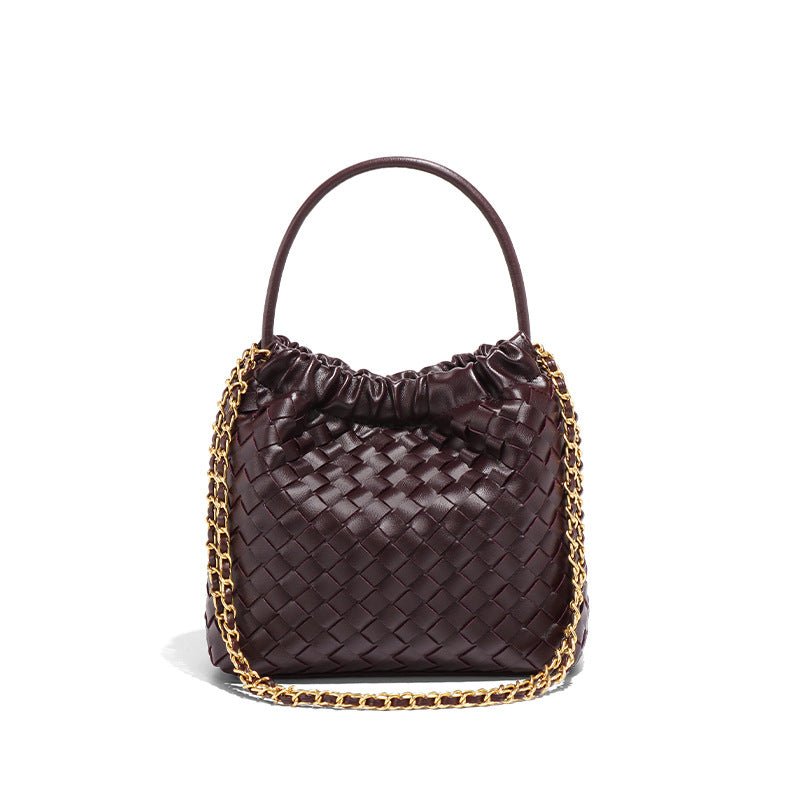 高级感小香风编织包链条单肩腋下斜挎包云朵饺子包女士手提水桶包