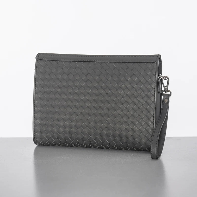 X&BV新款男士包包真皮休闲商务手拿包男时尚大容量编织潮牌手包男