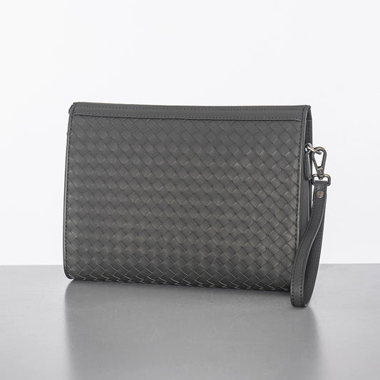 X&BV新款男士包包真皮休闲商务手拿包男时尚大容量编织潮牌手包男