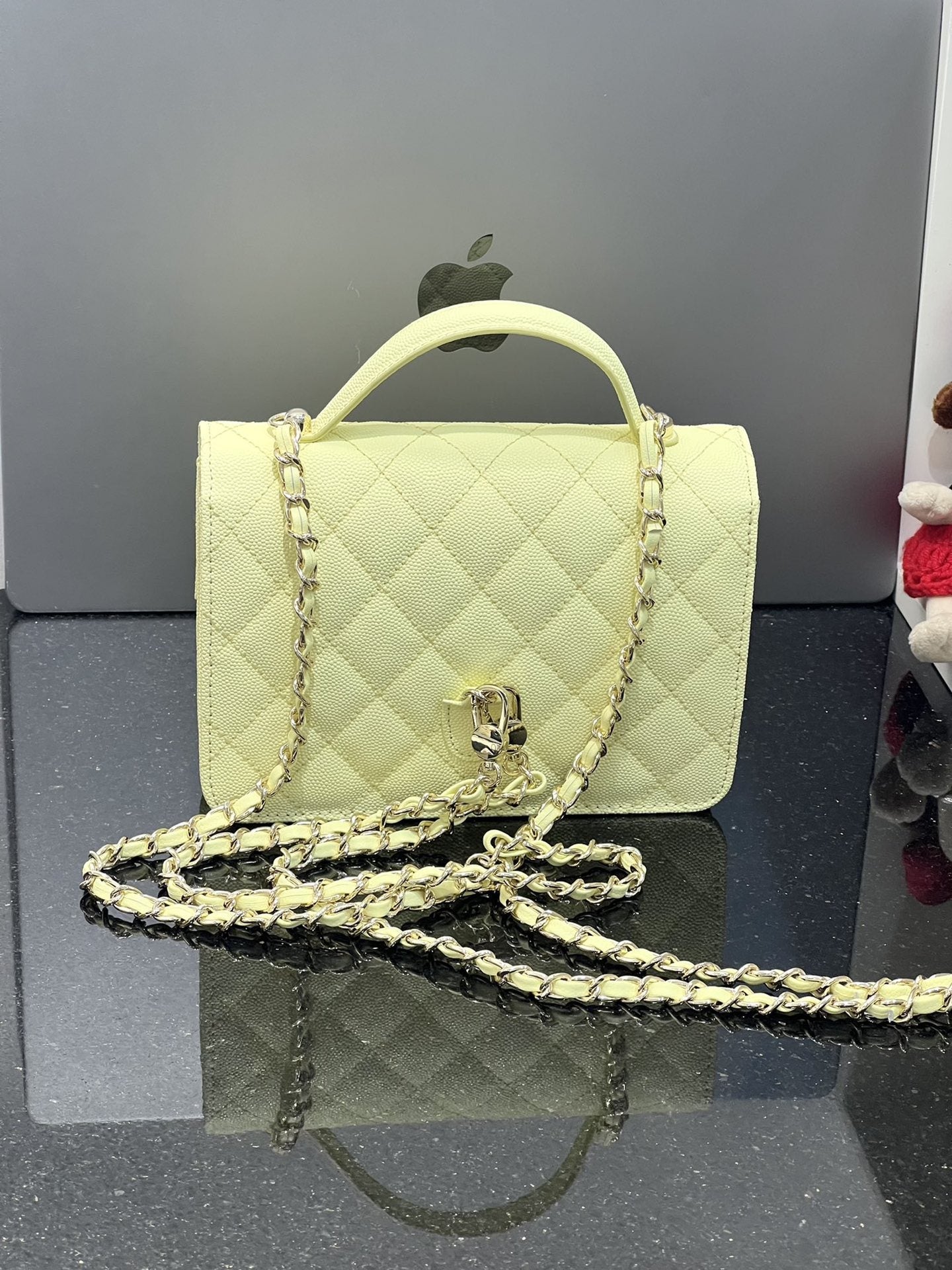 2025C新款真皮小香风鱼子酱菱格双肩背包时尚百搭三用单肩斜挎包